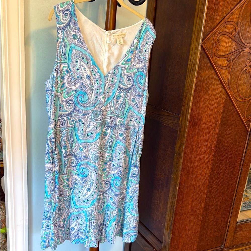 Cynthia Rowley Blue and White Patterned Dress Size 14